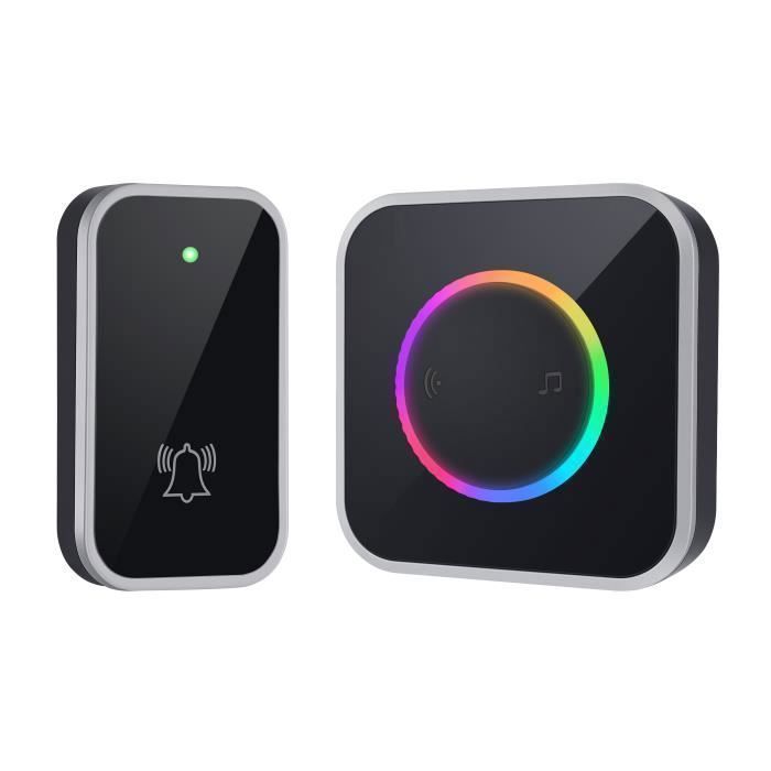 Waterproof Wireless Outdoor Doorbell - IP44 Waterproof, Mirror Finish, Colorful Flashing Light, 200M Range, 45 Melodies, 4 Volume Levels