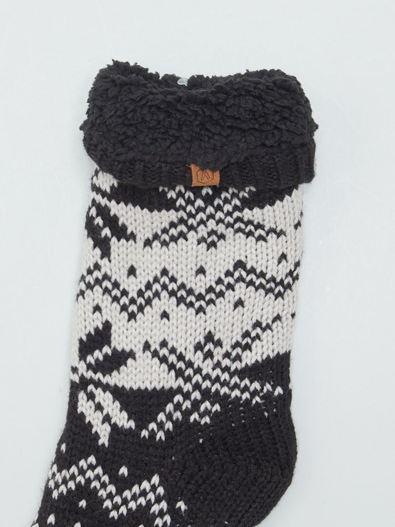 Sokken met jacquardprint en voering - ZWART
