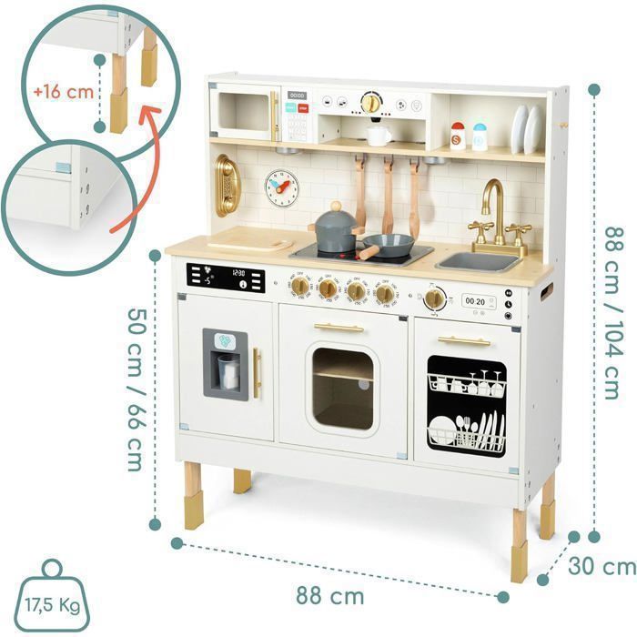 Cuisine Enfant d'imitation LED 88-104 cm- MAMABRUM - MAM155 PLAY KITCHEN - Éléments lumineux - Réglable en hauteur