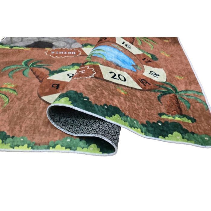 Alfombra infantil para dormitorio de 80x150 cm, poliéster, diseño de juego de bosque.