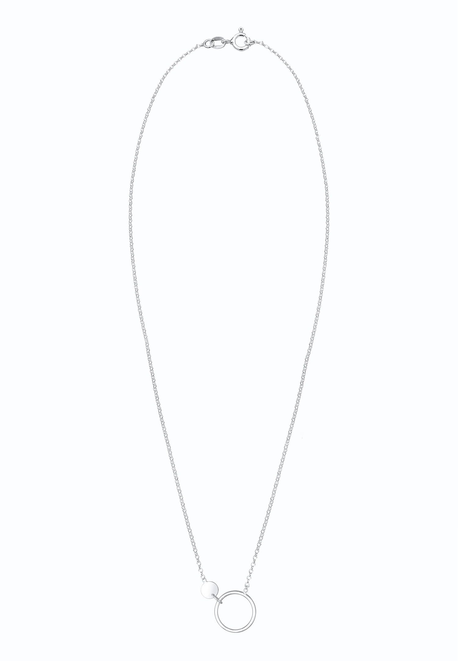 Elli Pendentifs Plaquettaire Cercle Geo Minimal Collier Femme - (925/1000) Argent