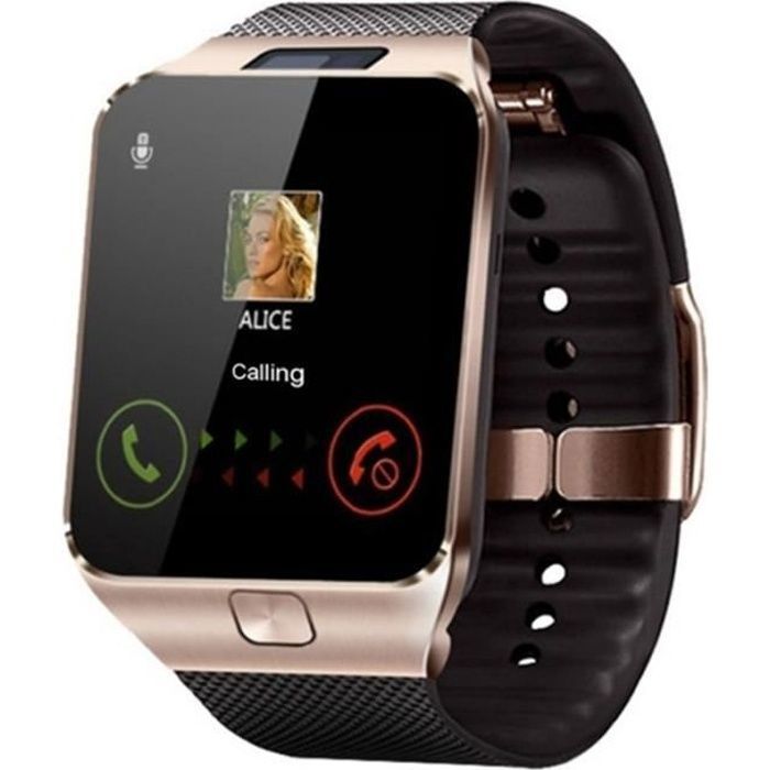 Smartwatch sportivo digitale color oro, Bluetooth con scheda TF e SIM, chiamate integrate, fitness tracker.