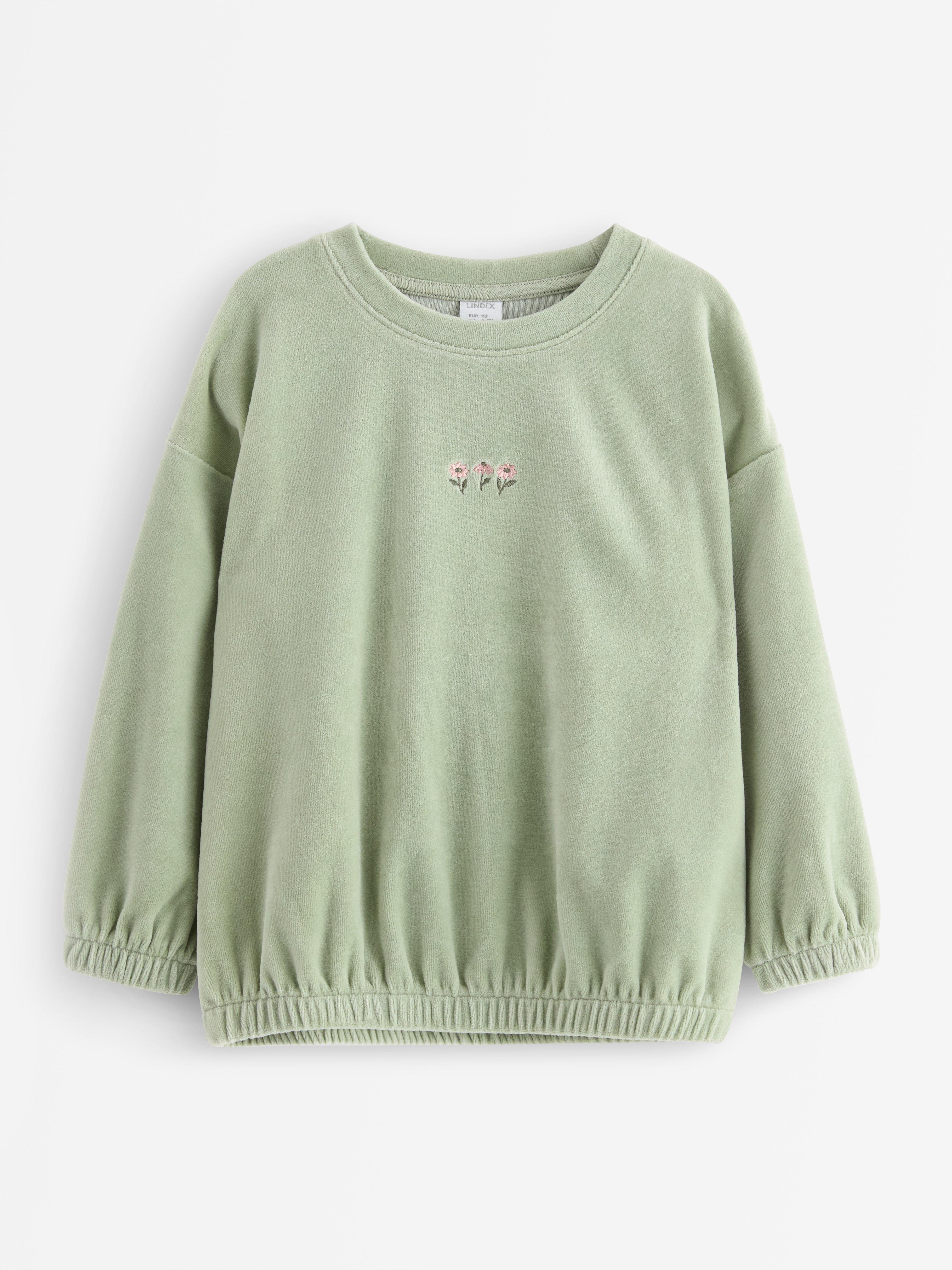 Jersey extragrande de terciopelo verde empolvado