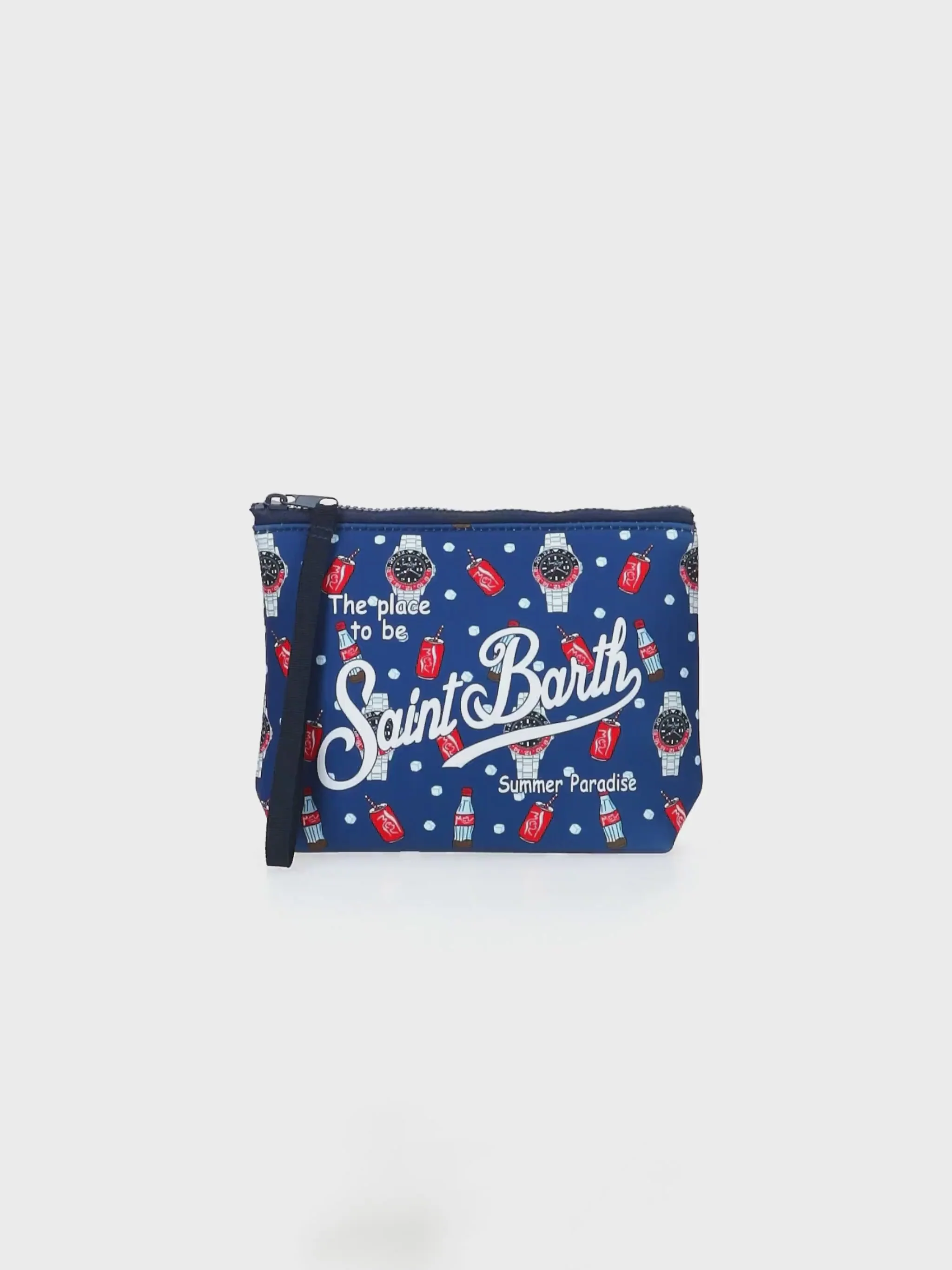 Aline scuba clutch tas met horloge- en cola-print