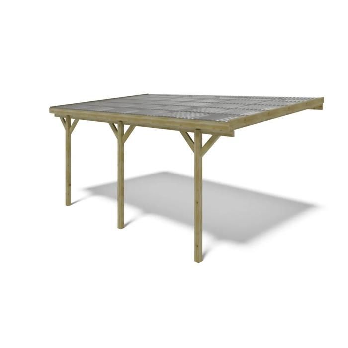 Carport, abri de voiture  3x5,24 m - 15 m2 - couverture PVC  - CAR7-2PVCTR