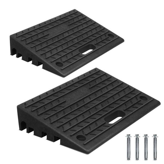 Yaskilosiu Rampe de chargement 2 pièces avec poignées Curb Rampé Rampion de trottoir en caoutchouc portable RAMPE POUR CHARGEMENT