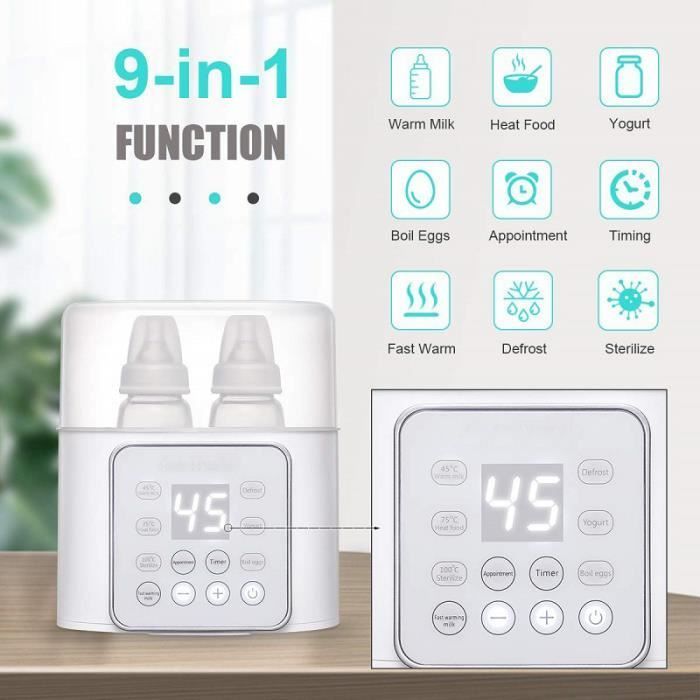 Calientabiberones ACELIFE 9 en 1, rápido, sin BPA, con control preciso de temperatura para leche materna.