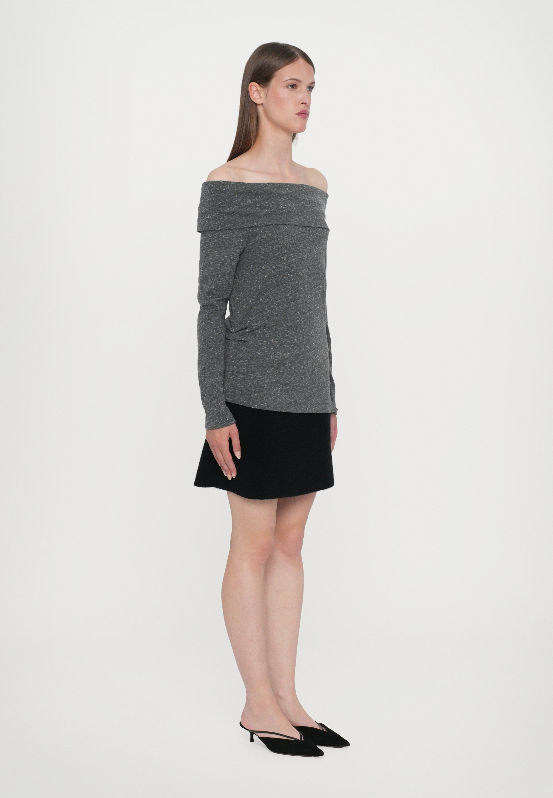 Maglia a maniche lunghe asimmetrica chiusa - grigio scuro