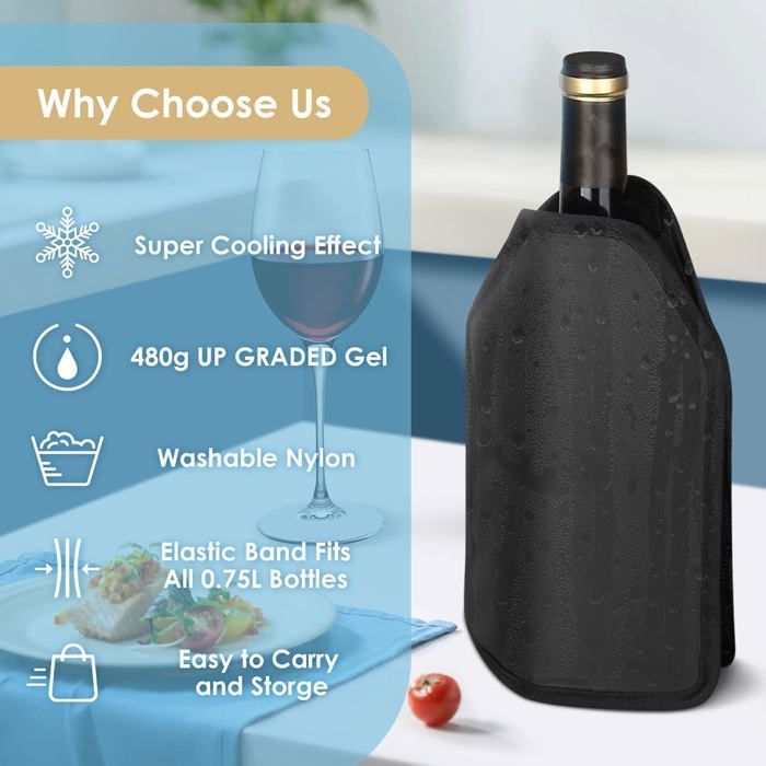 Refroidisseur Rapide pour Bouteille de Vin,Sac Rafraichisseur Isotherme,Idéal pour Conserver Frais et Température de