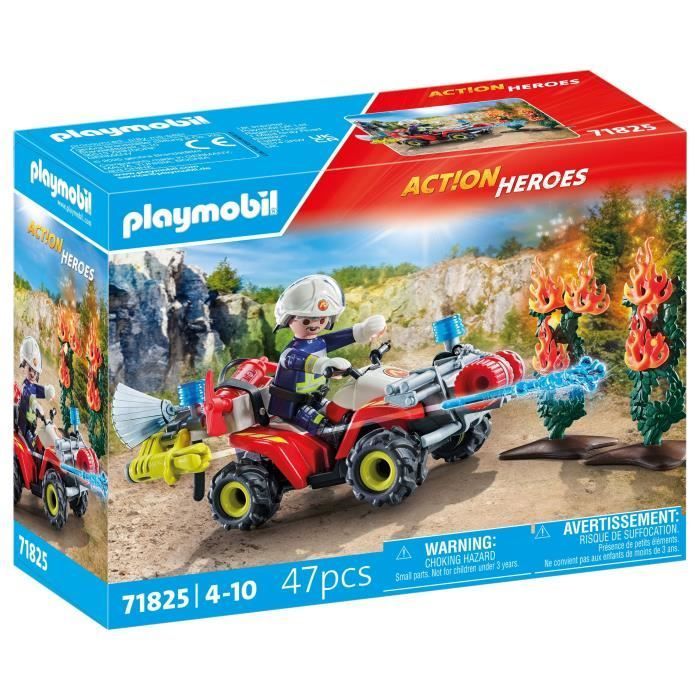 PLAYMOBIL 71825 Brandweerman met quad en brandende struiken