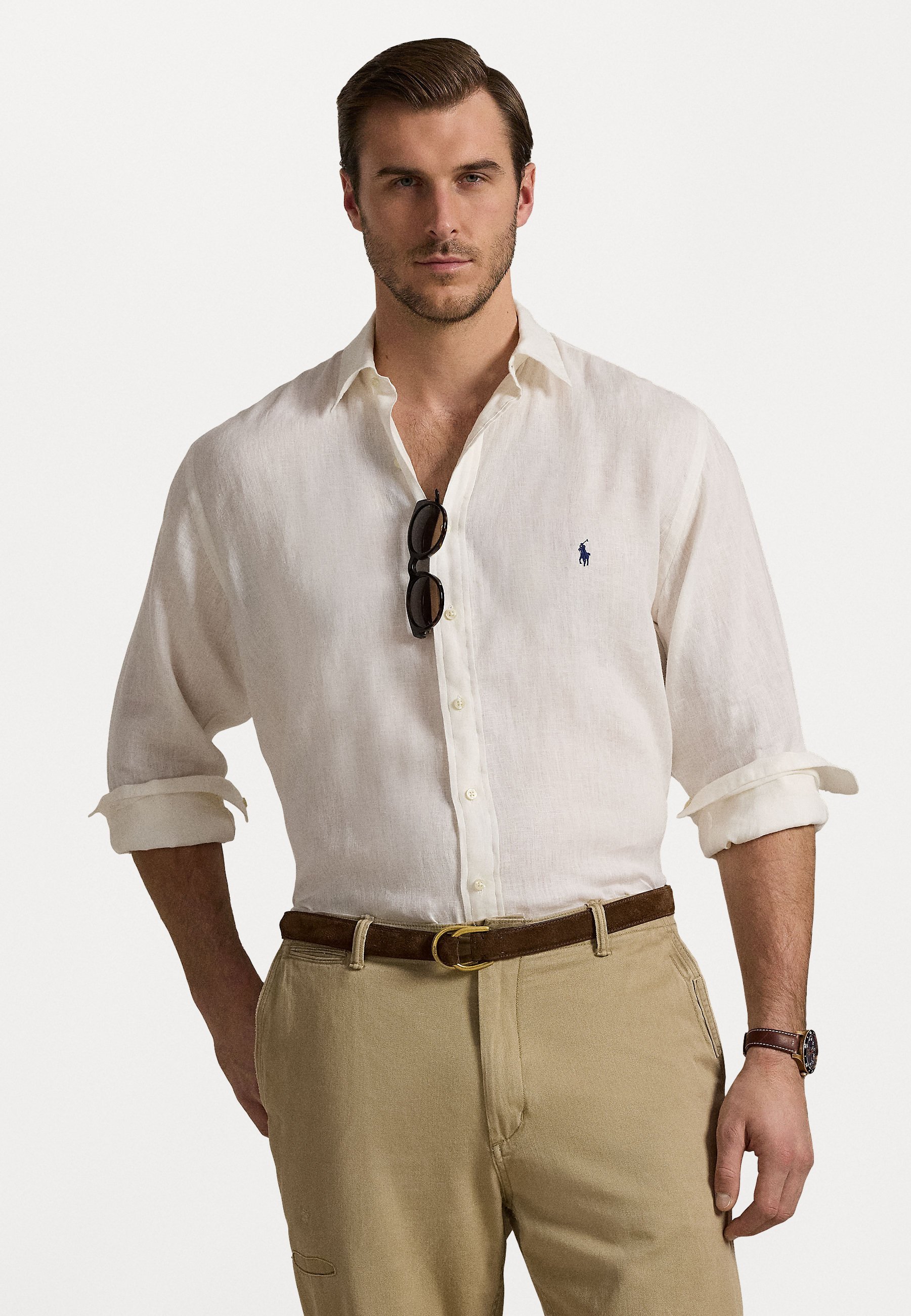 Chemise en lin grande taille Polo Ralph Lauren - Blanc délavé