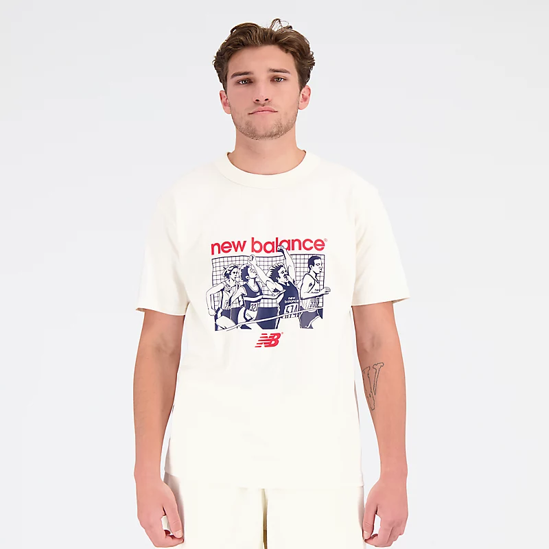T-shirt à manches courtes en jersey de coton graphique remasterisé pour homme - GREIGE
