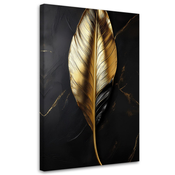 Obraz na płótnie  złoty liść na czarnym tle 40x60 cm