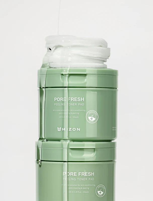 Discos esfoliantes faciais Mizon Pore Fresh para pele sensível e com tendência a acne.