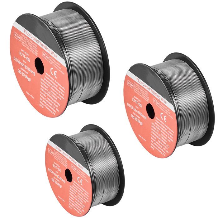 0.8 mm Gasless Flux-Cored Welding Wire - Duoku - 0.9 kg per Spool - MIG E71T - GS - Self-Protected - Mild Steel - Pack of 3