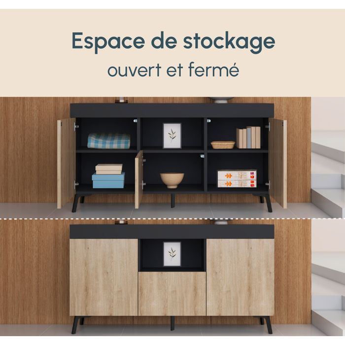 Credenza - Nera e Somona - 130 x 70 x 32,5 cm