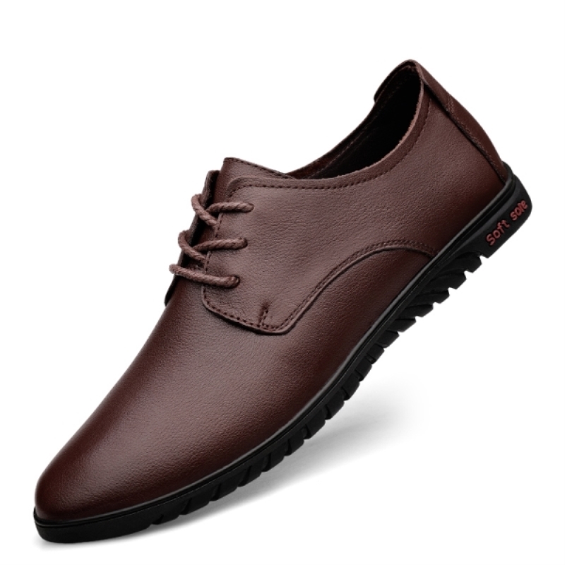 Sapatos sociais masculinos em couro legítimo, confortáveis para o trabalho no escritório, com solado macio e antiderrapante, ideais para dirigir.