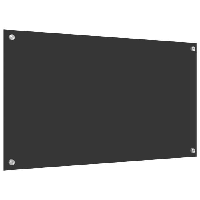 Crédence cuisine en verre trempé gris foncé 90 x 50 x 0,6 cm — résistante à la chaleur