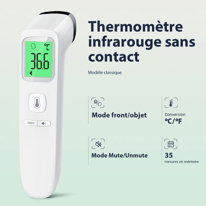 Termometro frontale senza contatto, termometro per neonati, termometro medico digitale a infrarossi per adulti, etichetta bianca