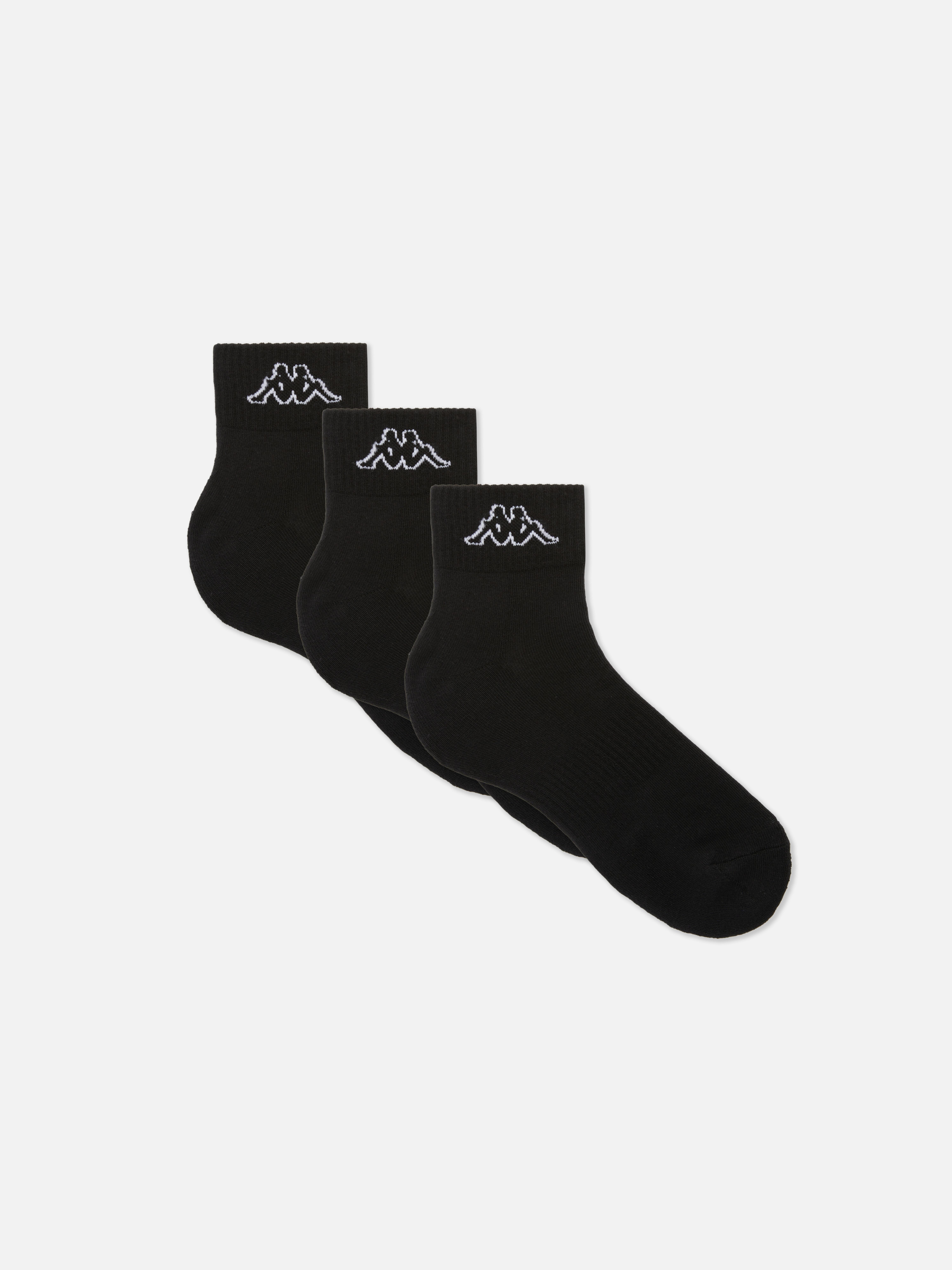 Șosete scurte Kappa x Primark, 3 perechi Trei perechi de șosete trei sferturi cu manșete striate și logo-ul Kappa