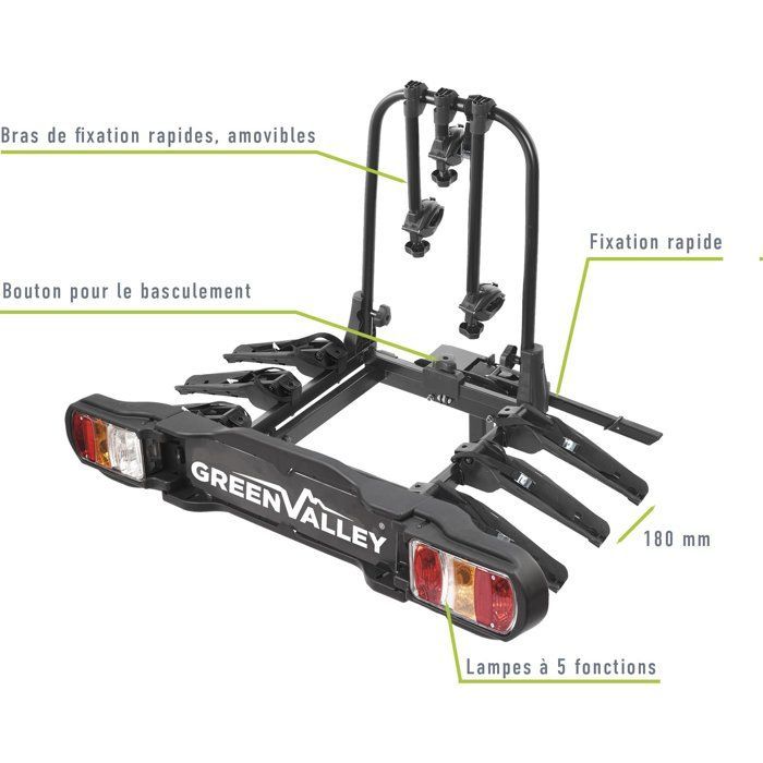 Portabicicletas para coche Green Valley Disco para 3 bicicletas - Portabicicletas para coche