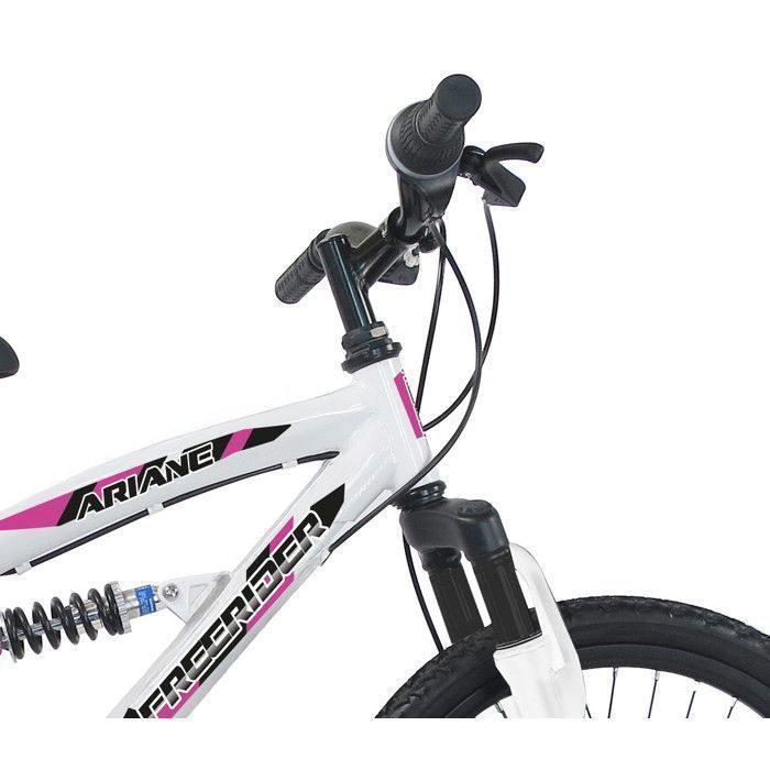 Girls' children's bike - 20'' mountain bike - Full Suspension - 6 Shimano speeds - Front disc brake.