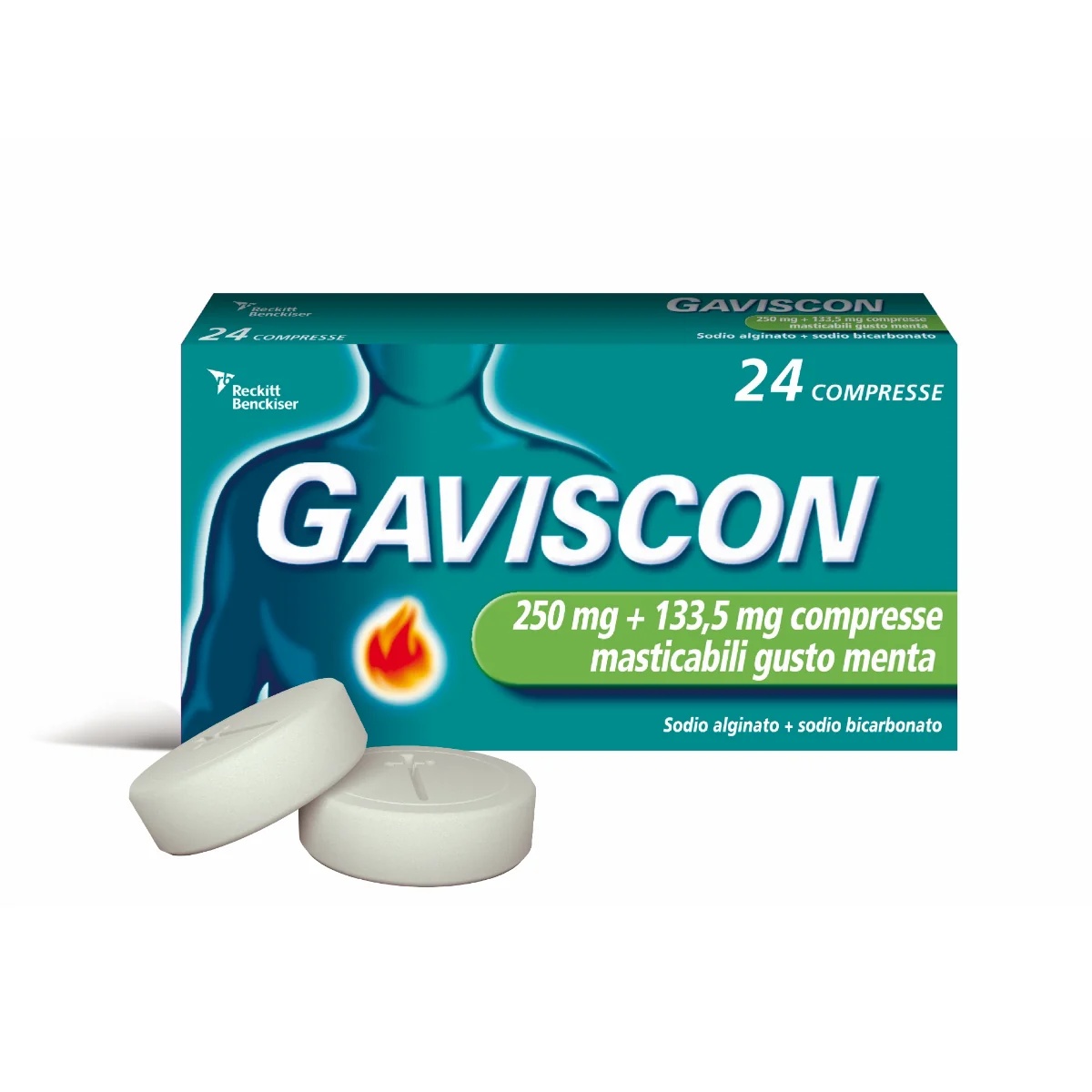 GAVISCON Gaviscon kauwtabletten met muntsmaak, 24 tabletten tegen brandend maagzuur