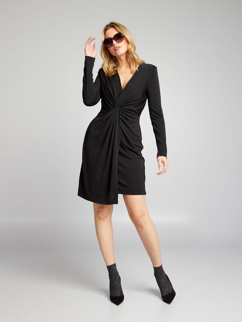 Vestido drapeado - preto