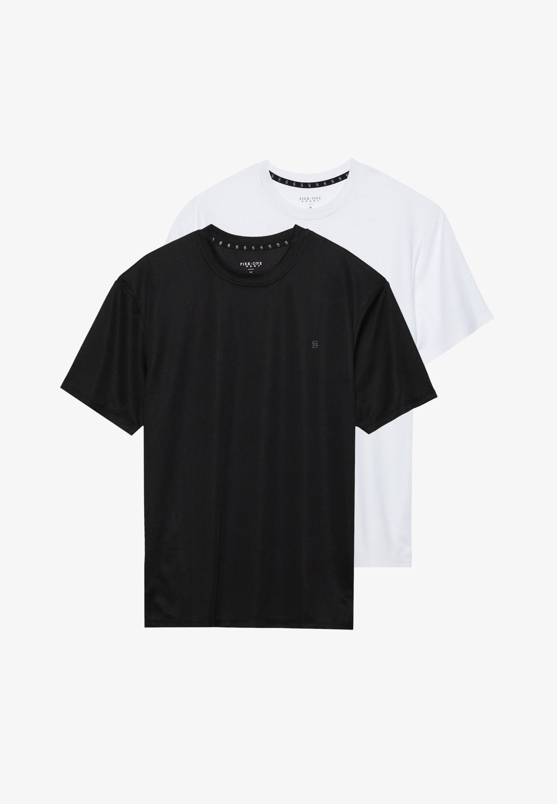 Pier One Sport ESSENTIAL 2-PACK REGULAR FIT T-SHIRT - Basic T-shirt - zwart/wit