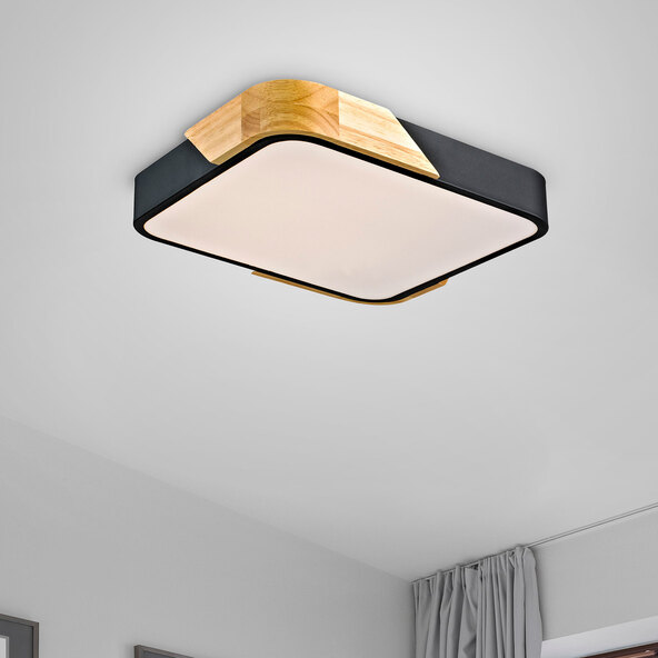 BILA LED ceiling light, 32 x 32 cm, black