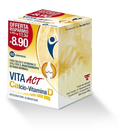 F&F Vita Act Calcium + Vitamine D Supplement voor Botten en Tanden 60 Tabletten Botgezondheid
