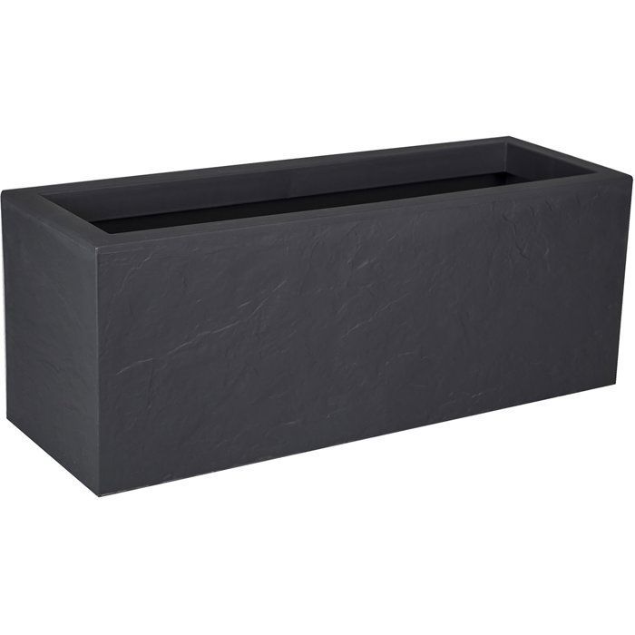 Balkonplantenbak - EDA - Volcania Up - 25 L - Binnen/Buiten - Steenlook - 59 x 19,5 x 22,8 cm - Antracietgrijs