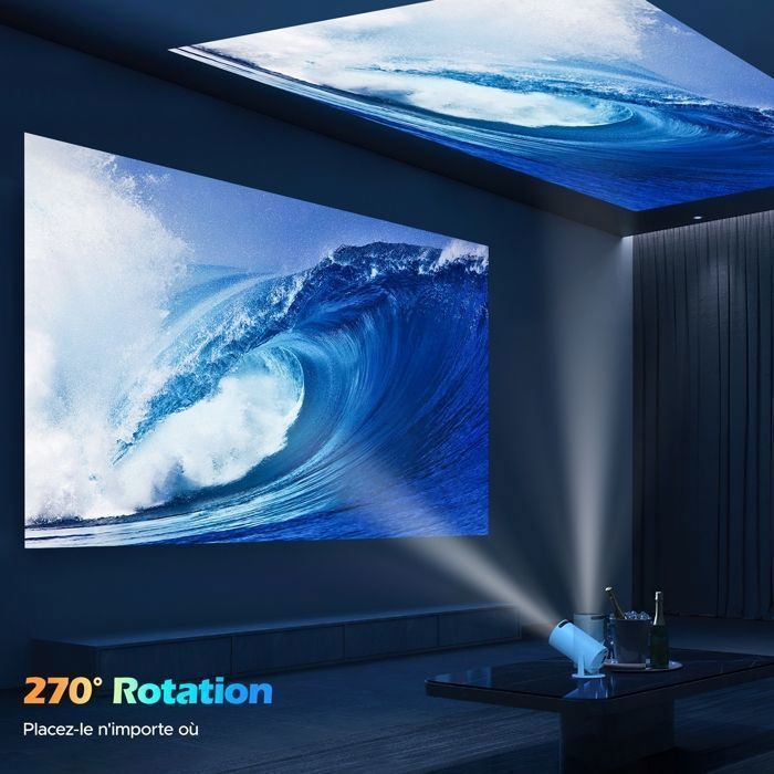 Projetor de vídeo nativo 4K HD 720p, mini projetor portátil com Wi-Fi 6, Bluetooth 5.0, Android 11.0 com Netflix e HDMI.