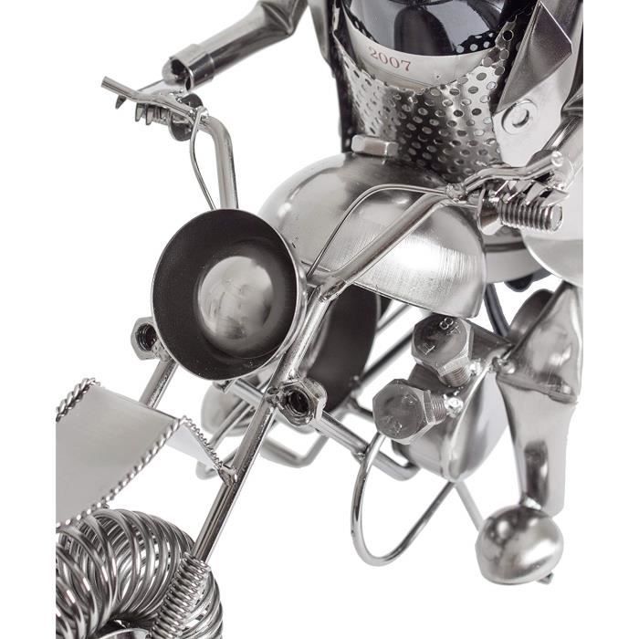 Porta-garrafas - HENRY BRUBAKER - Motociclista - Escultura em metal - Ideia para presente - 38 cm x 45 cm x 16 cm