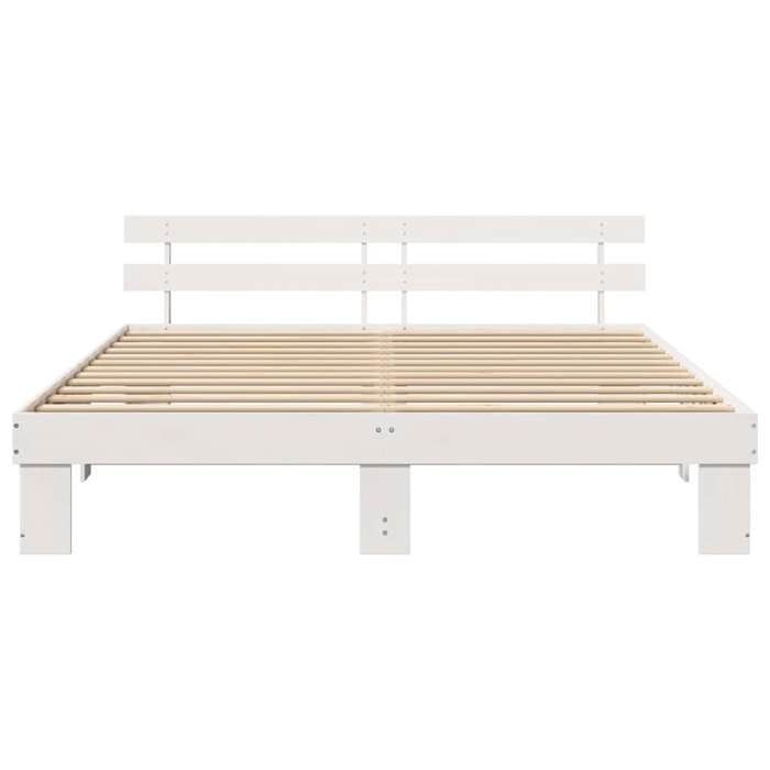Cama doble CHIC para adultos - Estructura de cama de 200 x 200 cm, color blanco, madera maciza de pino #Sara52205