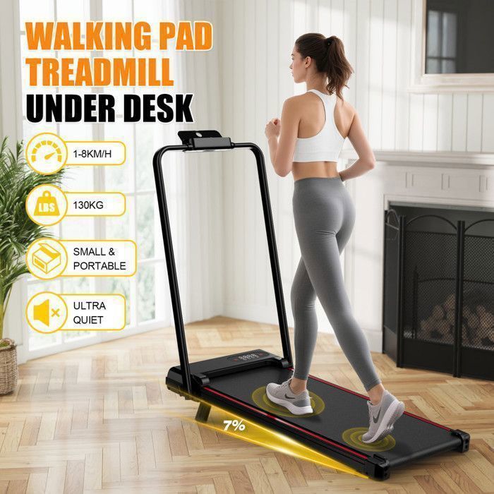 Tapis de course Pliable - 3 en 1 Tapis de marche avec inclinaison 7% - Walking Pad 1-8 km/h réglable - Surface 38.5 x 90 cm