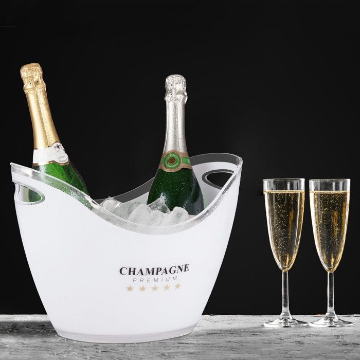 Relaxdays Seau à glaçon, champagne premium, volume 6 litres, rafraîchir des boissons, HLP 25,5 x 34,5 x 26 cm, blanc