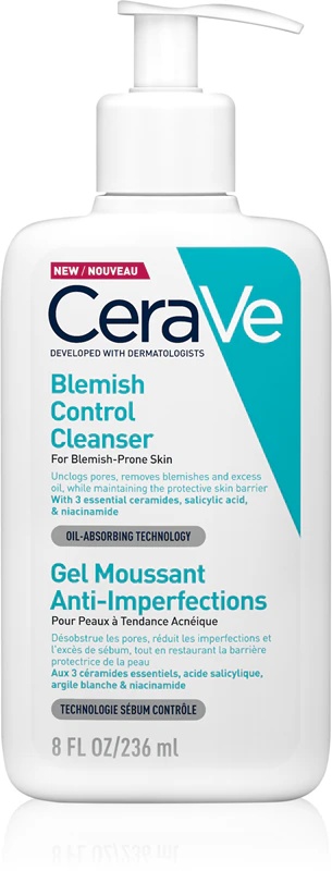 CeraVe Cleansers Blemish Control Cleanser je čistilni gel, ki pomaga v boju proti nepravilnostim na koži, nagnjeni k aknam.