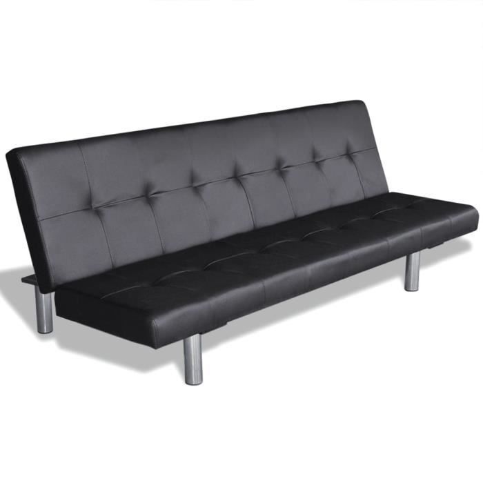 Sofá-cama conversível de 2 lugares 168x77x(61,5-64-66)cm - Sofá com duas almofadas - Preto I1