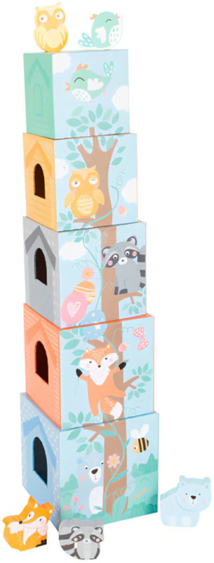 Torre de Encaixe Pequena com Animais em Tons Pastel