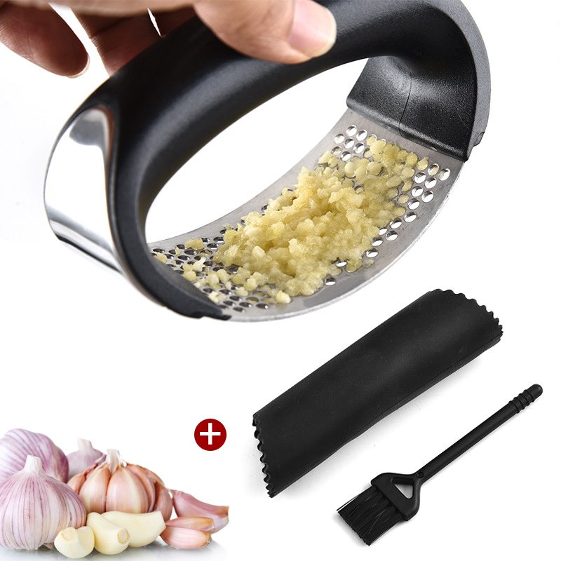 Presse-ail manuelle en acier inoxydable, hachoir à ail, outils pour hacher l'ail, ustensiles incurvés pour fruits et légumes, presse-ail domestique, gadget de cuisine