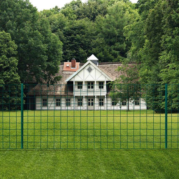 vidaXL Euro Fence Set 20x0.8 m Malla de acero verde para jardín 142810
