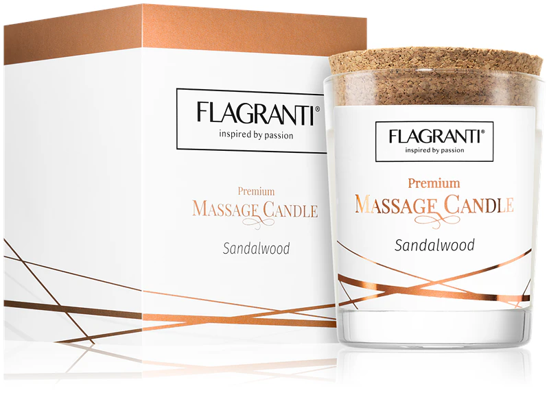 Vela de massagem Flagranti com aroma de sândalo.