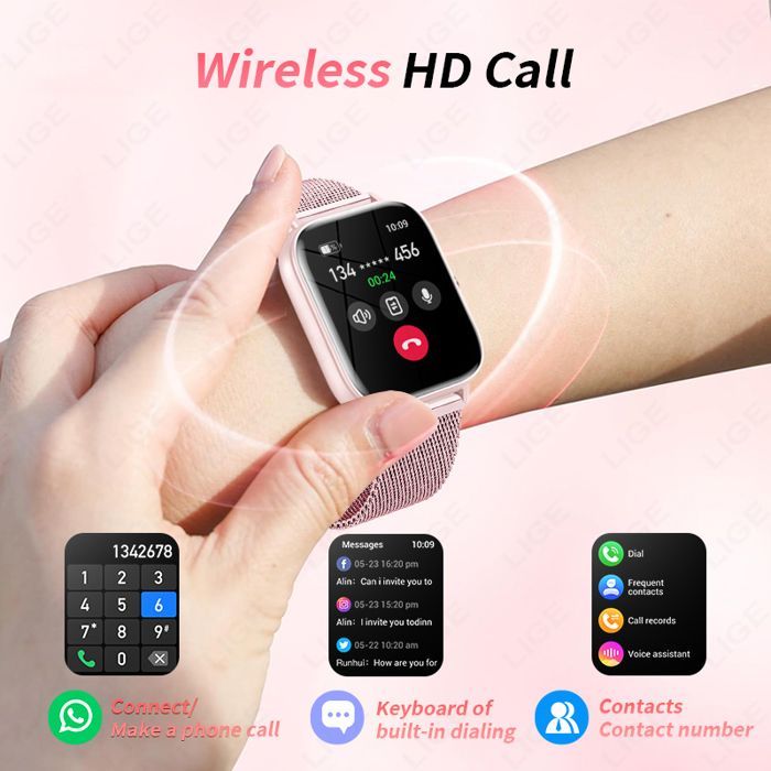 Smartwatch sportivo per uomo e donna, Bluetooth, chiamate, tracker di attività, monitor della salute, moda, signore, An