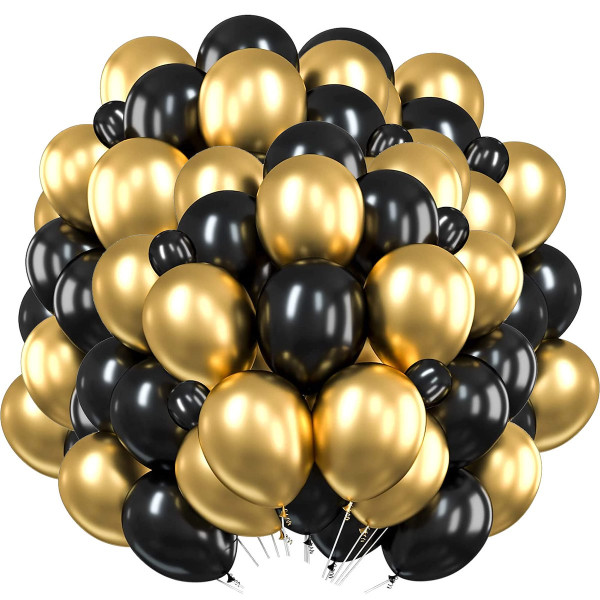 Balony na urodziny zestaw 100 szt. czarny, złoty