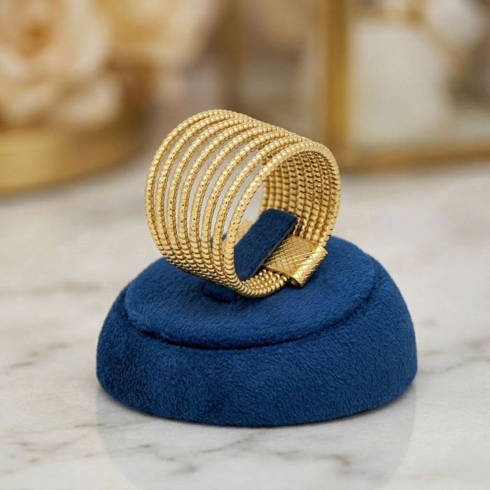Anillo - Multihilera - Grabado - Chapado en oro amarillo de 18k - (9 filas) - Tallas 52 a 62 - Para mujer