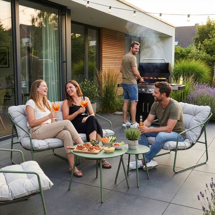 Ensemble de meubles de jardin Kivanta 5 pièces vert clair