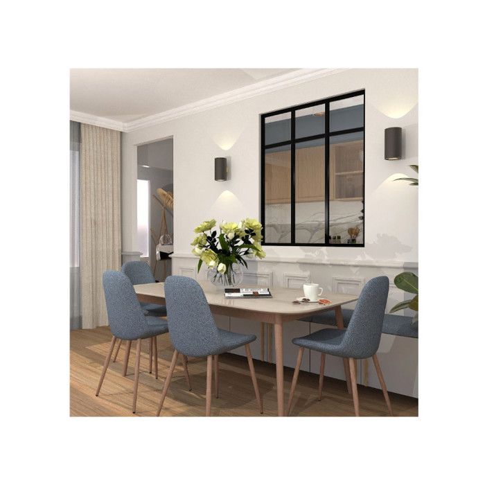 Verrière d'intérieur en aluminium - 3 vitrages avec traverses décoratives - Noir - 105 x 123 cm