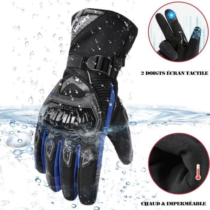 Guanti da moto impermeabili, antivento, caldi e compatibili con touchscreen, per donna e uomo. Guanti invernali da moto per sport all'aria aperta - Blu