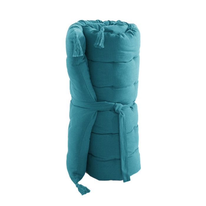 SOPHIE - Matelas de Sol avec pompons 60x120cm Coton Coloris Paon
